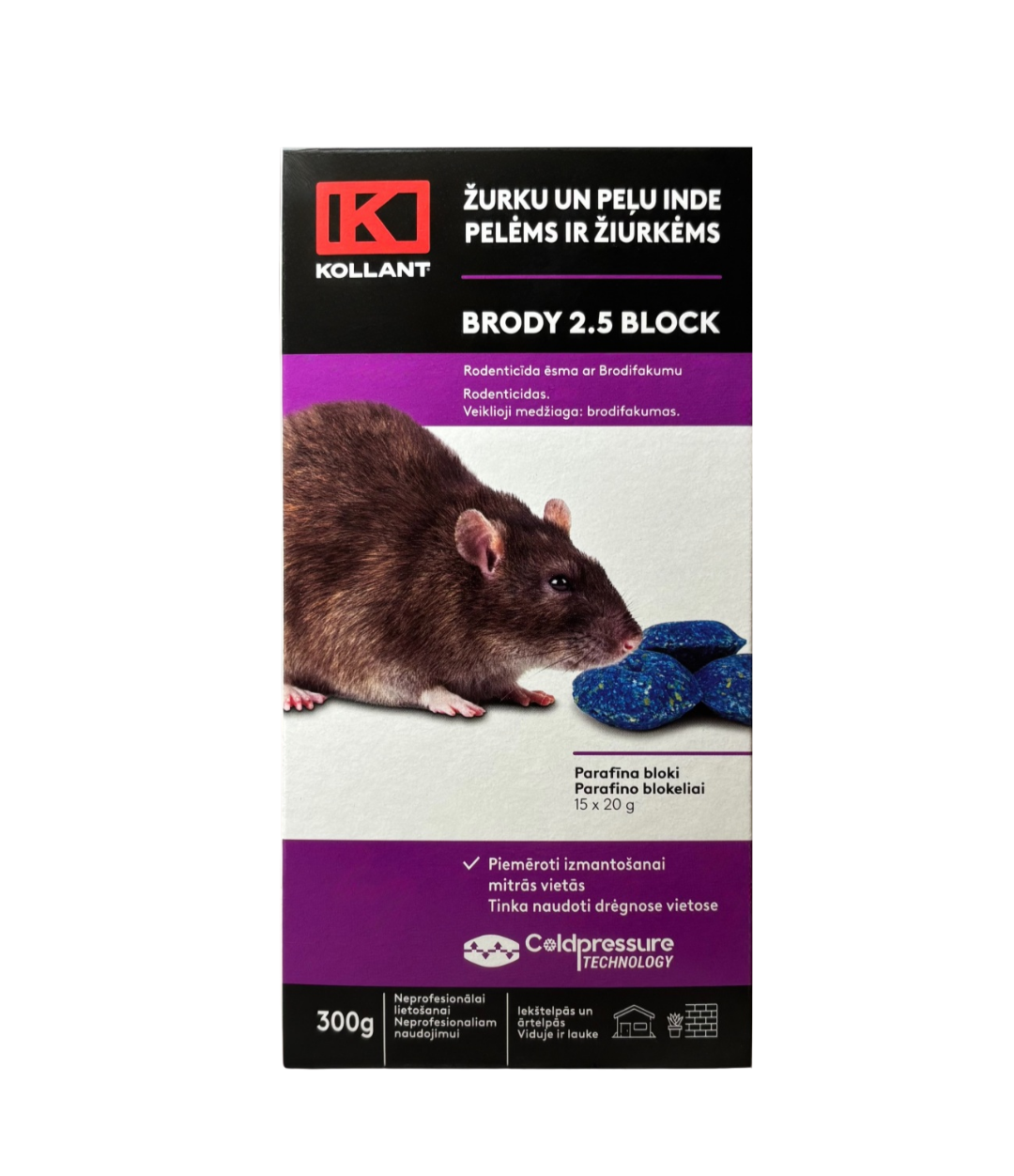 BRODY 2.5 BLOCK парафиновые блоки для уничтожения грызунов, 300 г